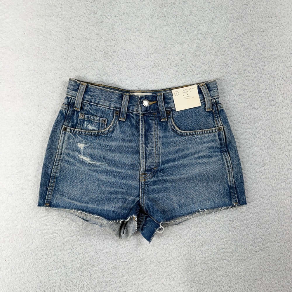 Universal Thread High Rise Mini Shorts 2 (26x2) Cut-Off Blue Jean Denim NWT